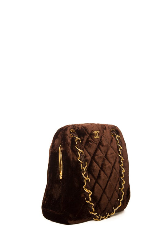 Chanel Chocolate Velvet Evening 24k hw Handbag