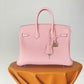HM Birkin Nata Swift Pink For Women Silver Toned Hardware 10in/25cm