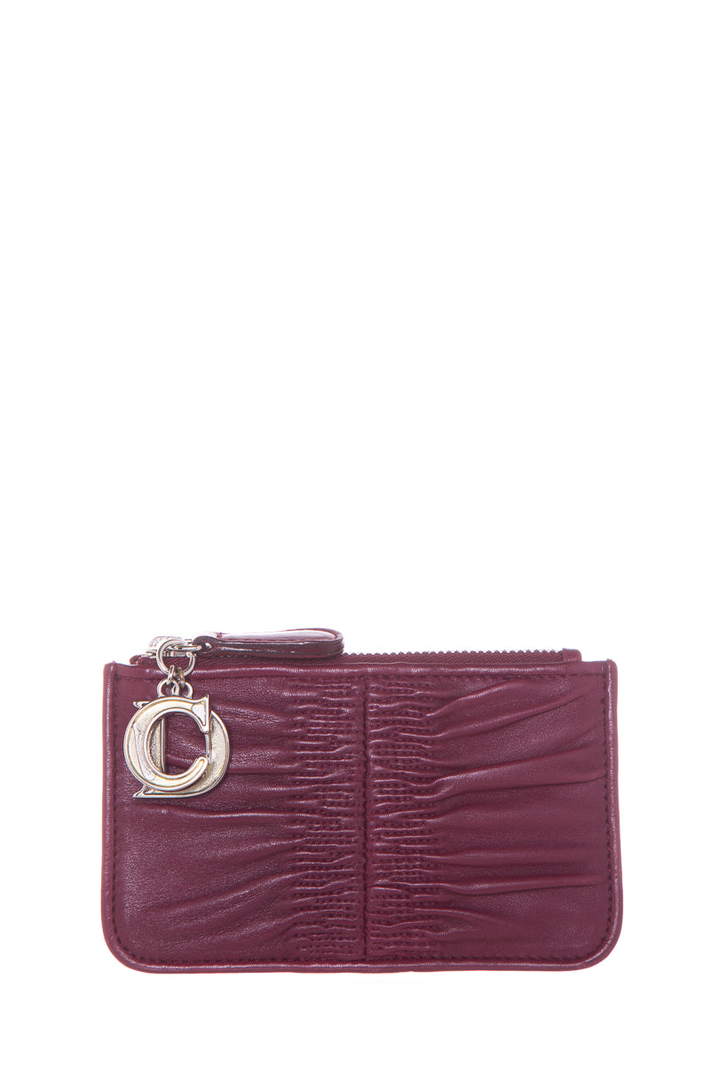 Christian Dior Burgundy Charm Key Chain Wallet