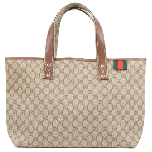 GUCCI Sherry GG Supreme Leather Tote Bag Brown Beige 211134