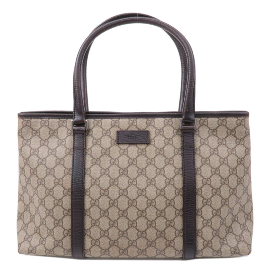 GUCCI GG Supreme Leather Tote Bag Beige Brown 114595