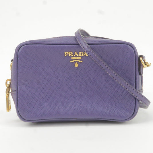 Prada Logo Leather Mini Shoulder Bag 2Way Bag Pouch Purple