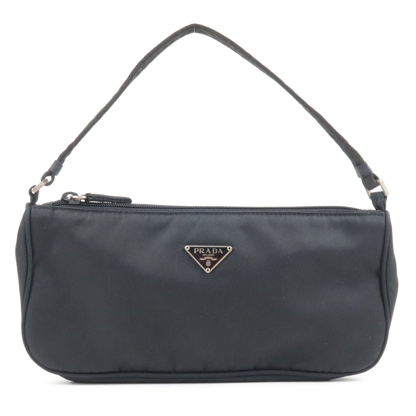 Prada Logo Nylon Hand Bag Pouch Purse Mini Bag NERO Black