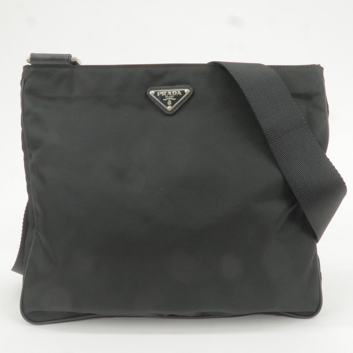 Prada Logo Nylon Leather Shoulder Bag NERO Black VA0338