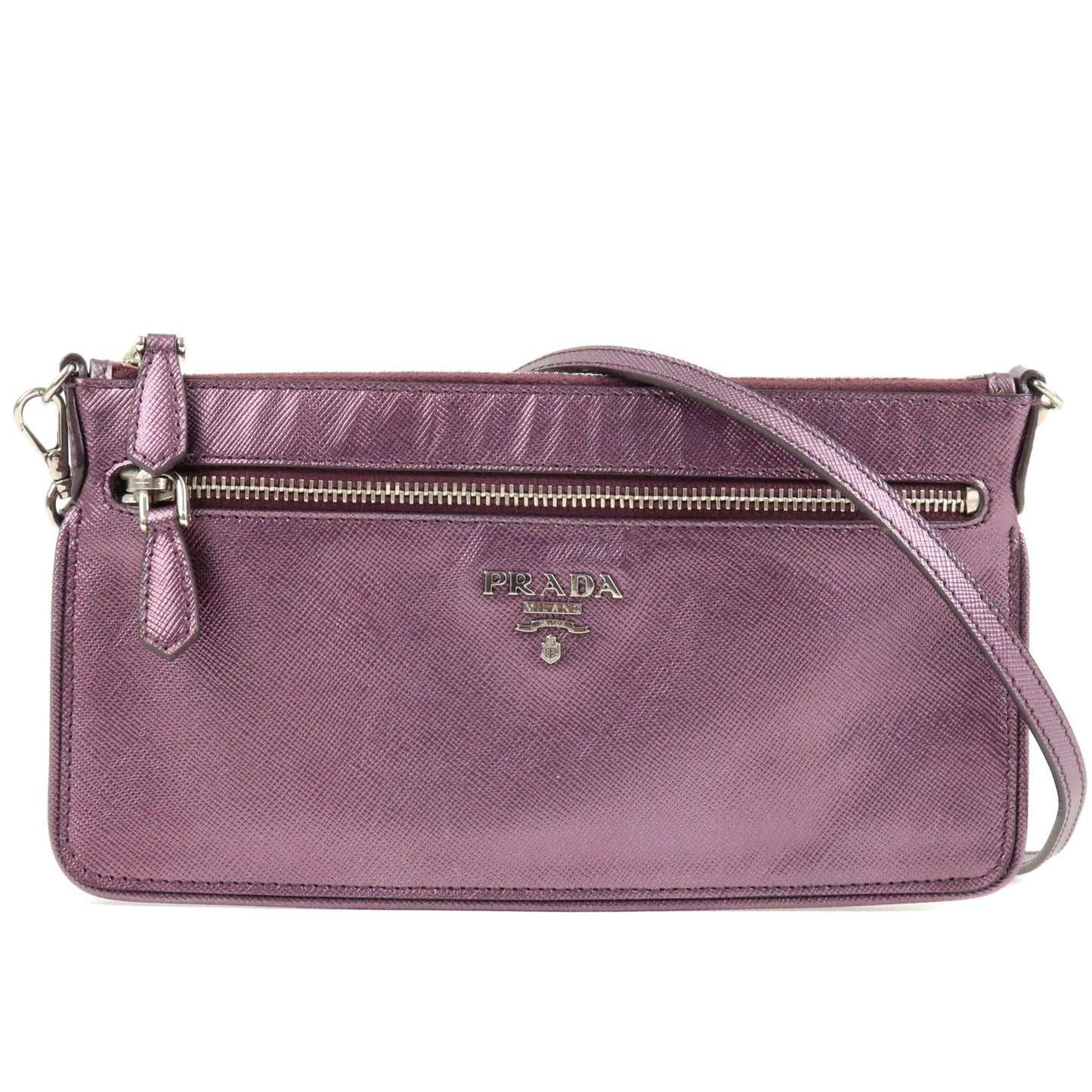 Prada Leather 2 Way Shoulder Bag Pouch Purple