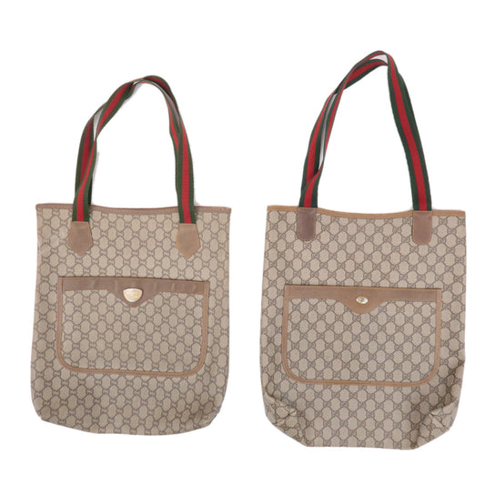 GUCCI Set of 2 Old Gucci Sherry GG Plus Leather Tote Bag 40.02.003