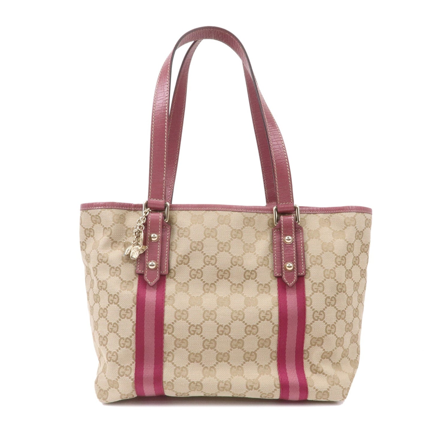 GUCCI Sherry GG Canvas Leather Shoulder Tote Bag Beige Pink 137396