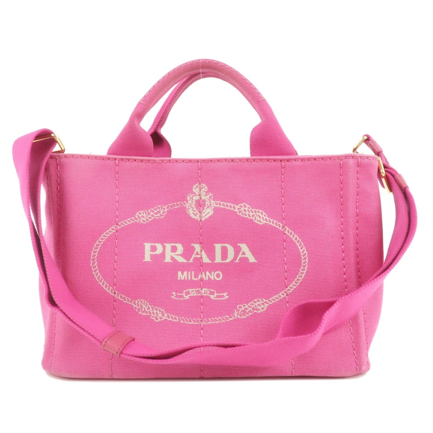 Prada Canapa Mini Canvas 2Way Bag Shoulder Bag Pink B2439G