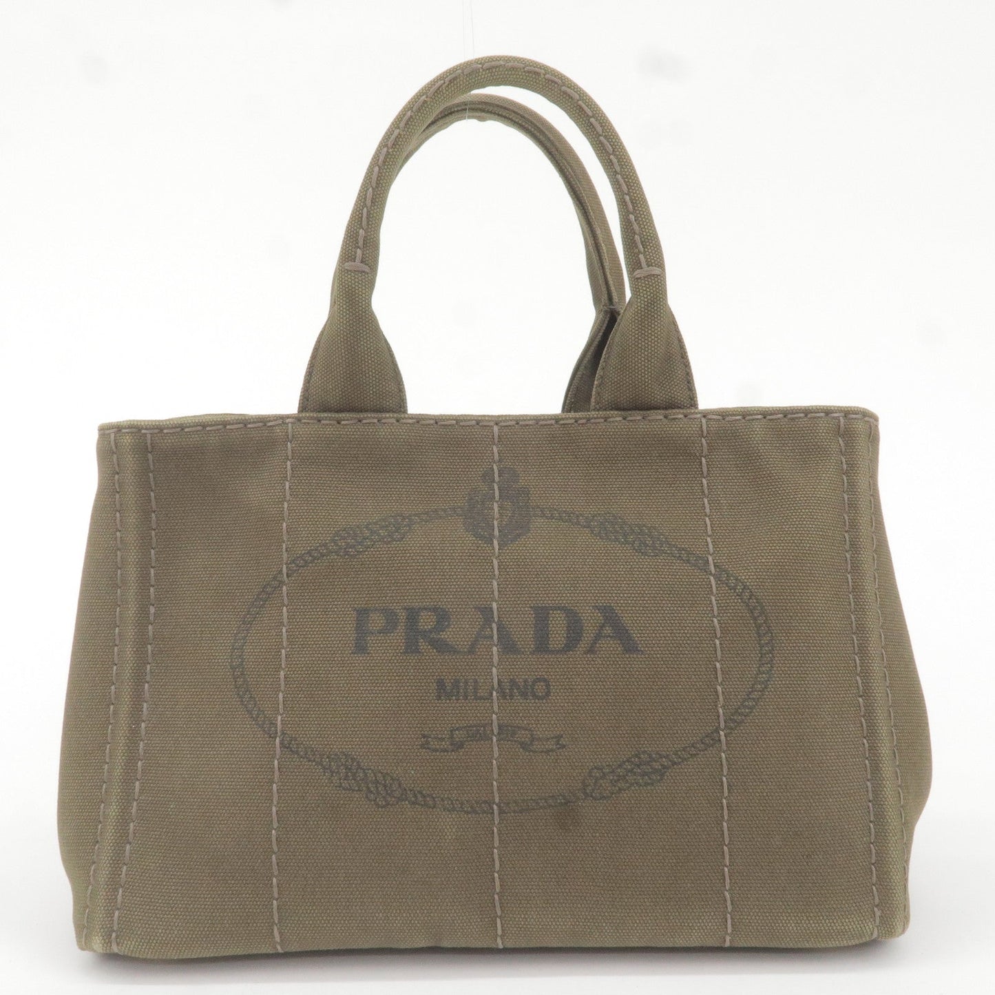 Prada Canapa Mini Canvas 2Way Bag Hand Bag Khaki BN2439