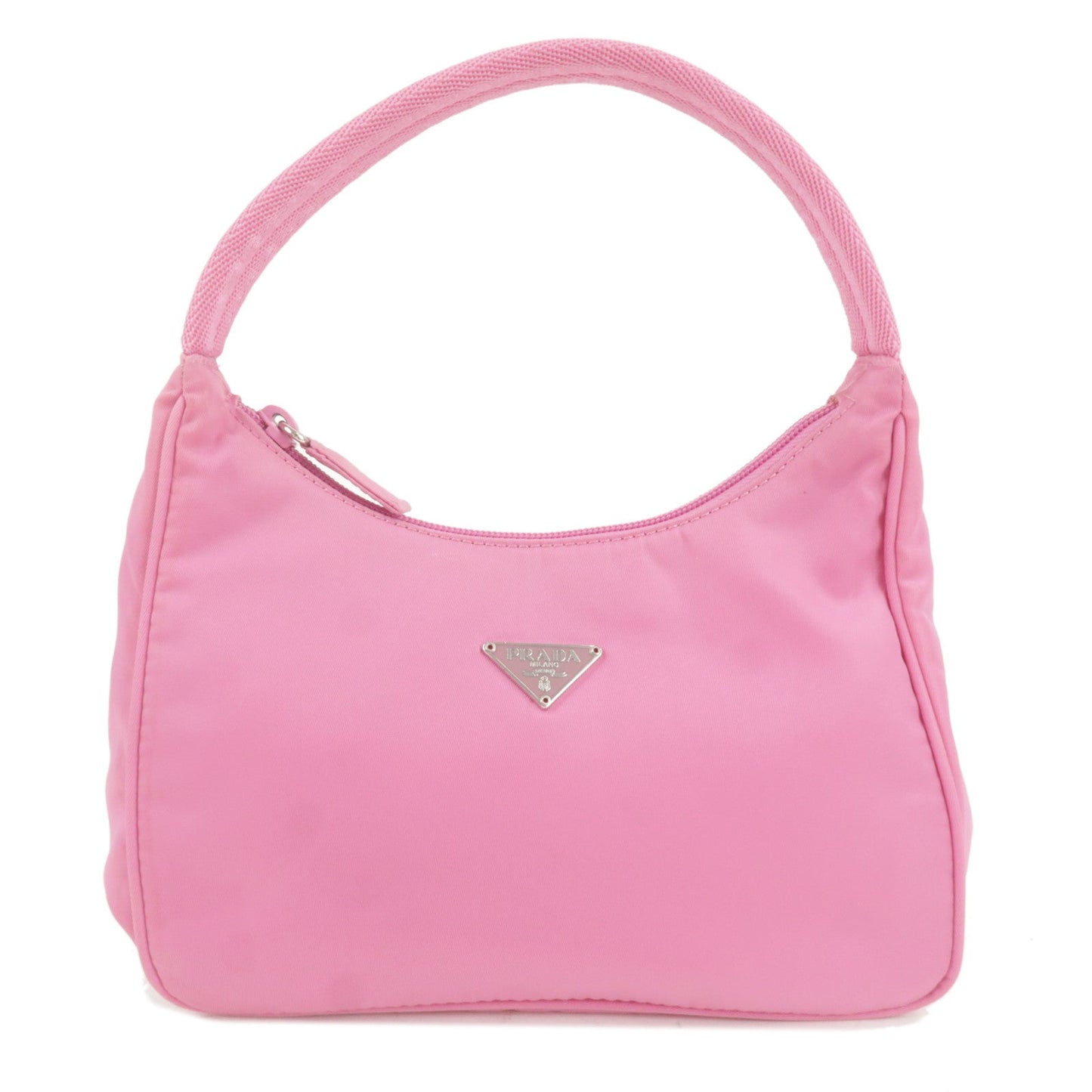 Prada Logo Nylon Hand Bag Shoulder Bag Pouch Purse Pink MV515