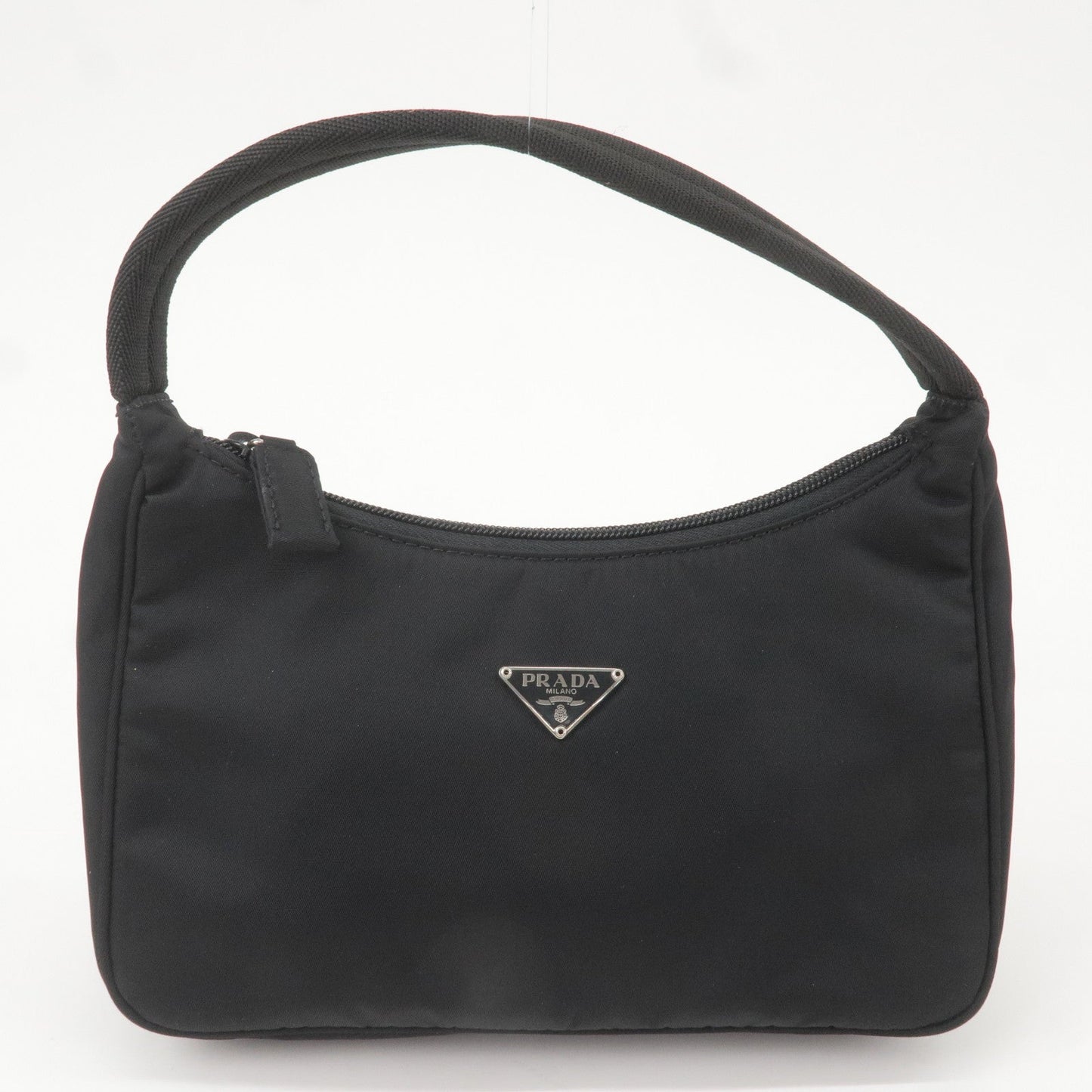 Prada Logo Nylon Hand Bag Shoulder Bag Pouch Purse Black MV515