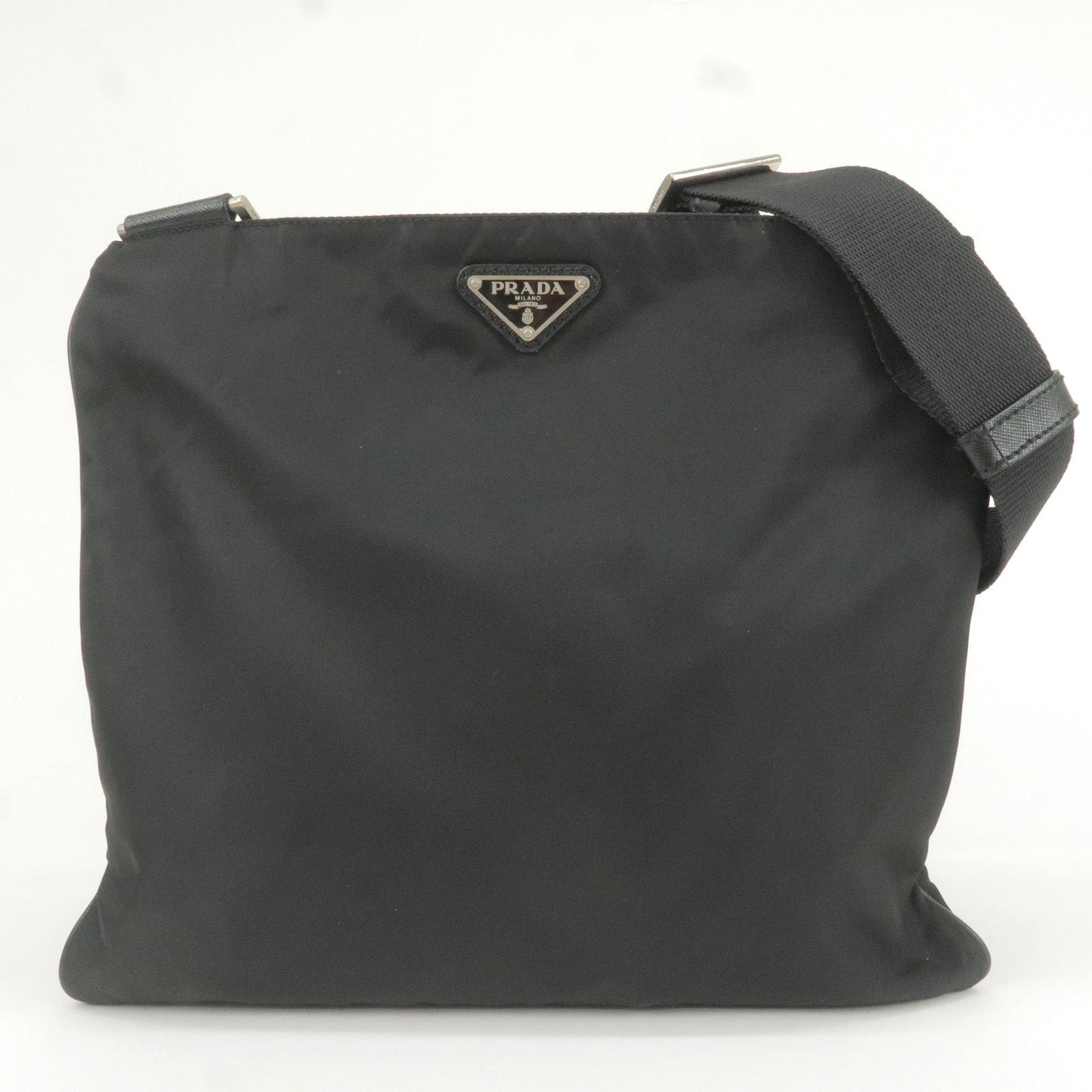 Prada Nylon Leather Shoulder Bag Crossbody Bag NERO Black