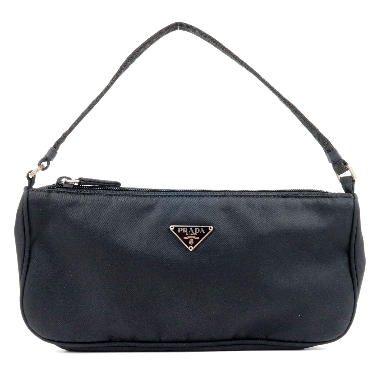 Prada Logo Nylon Hand Bag Pouch Purse Mini Bag NERO Black