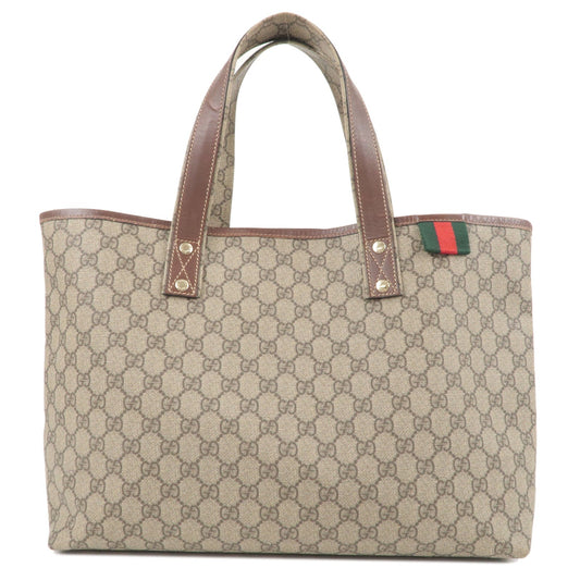 GUCCI Sherry GG Supreme Leather Tote Bag Brown Beige 211134