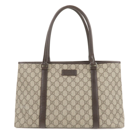 GUCCI GG Supreme Leather Tote Bag Beige Brown 114595