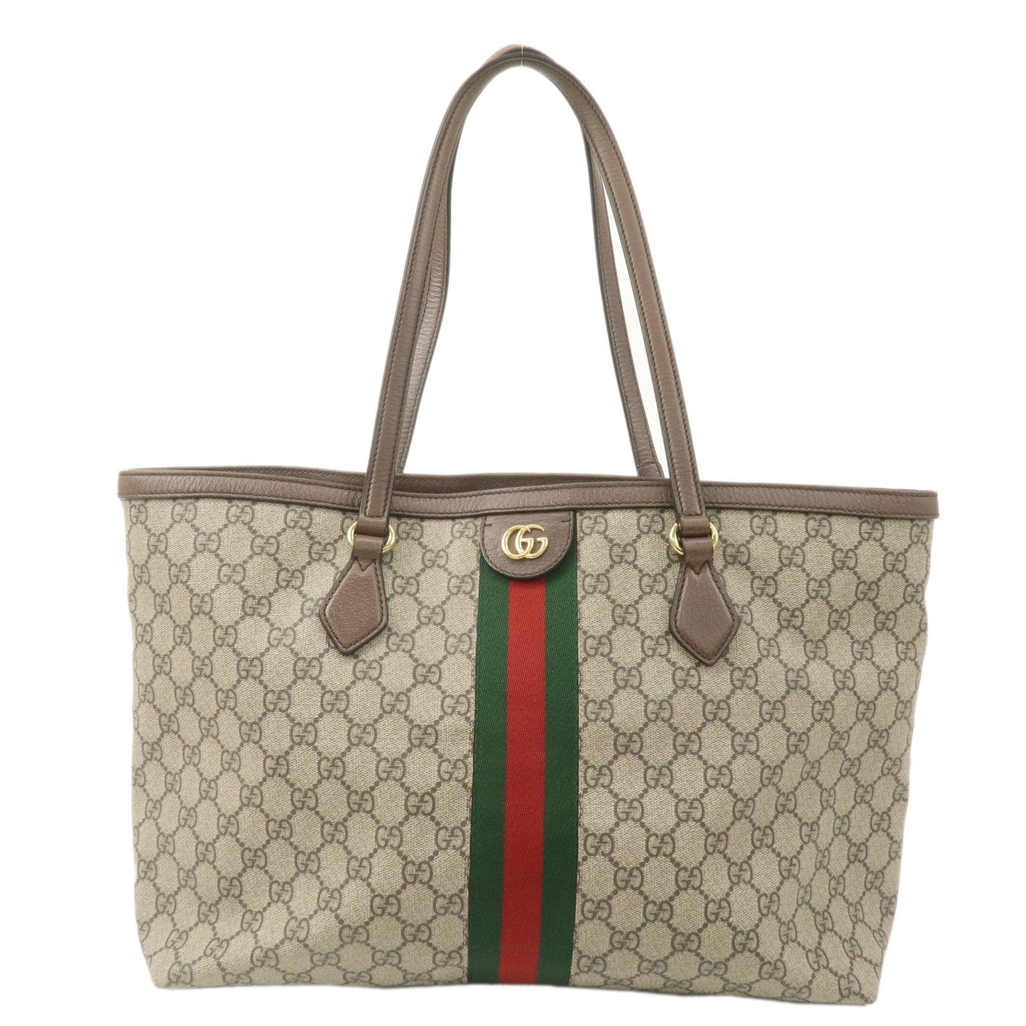 GUCCI Ophidia Sherry GG Supreme Leather Tote Bag Beige Brown 63165