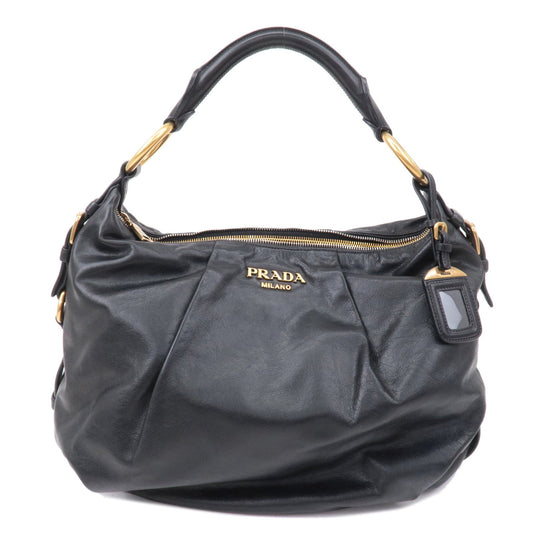 Prada Logo Leather One Shoulder Bag NERO Black