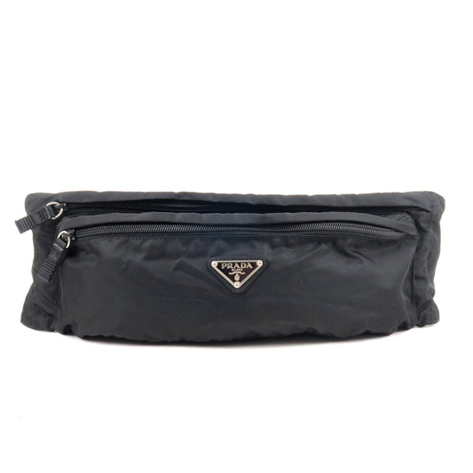 Prada Logo Nylon Leather Waist Bag Fanny Pack Black V132