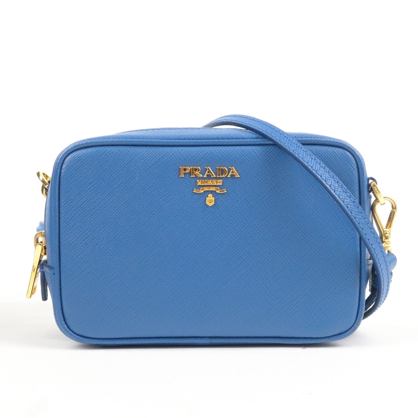 Prada Logo Leather Shoulder Bag Mini Bag Blue 1N1674