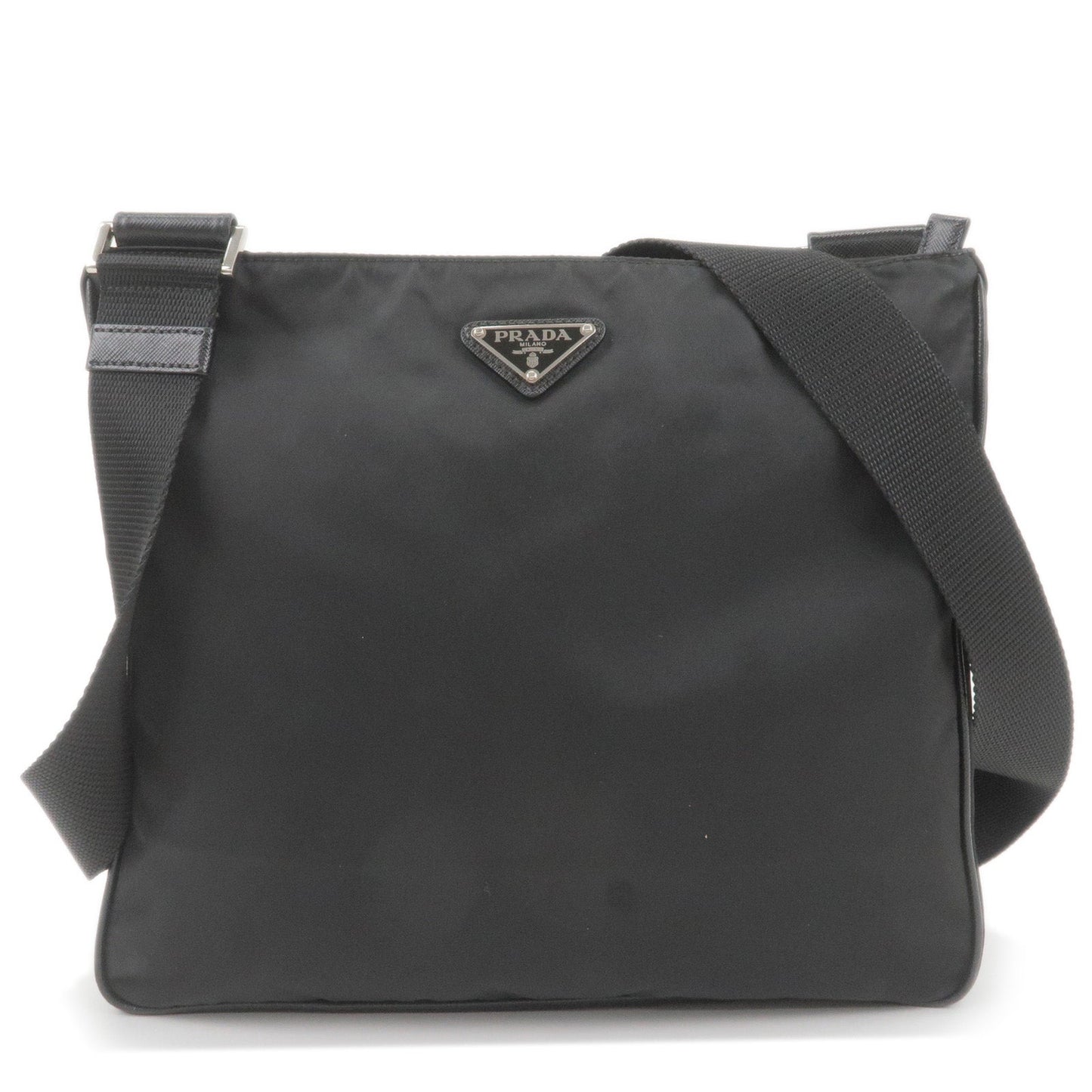 Prada Nylon Leather Shoulder Bag Purse Black NERO