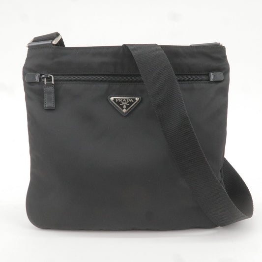 Prada Logo Nylon Leather Shoulder Bag NERO Black VA0563