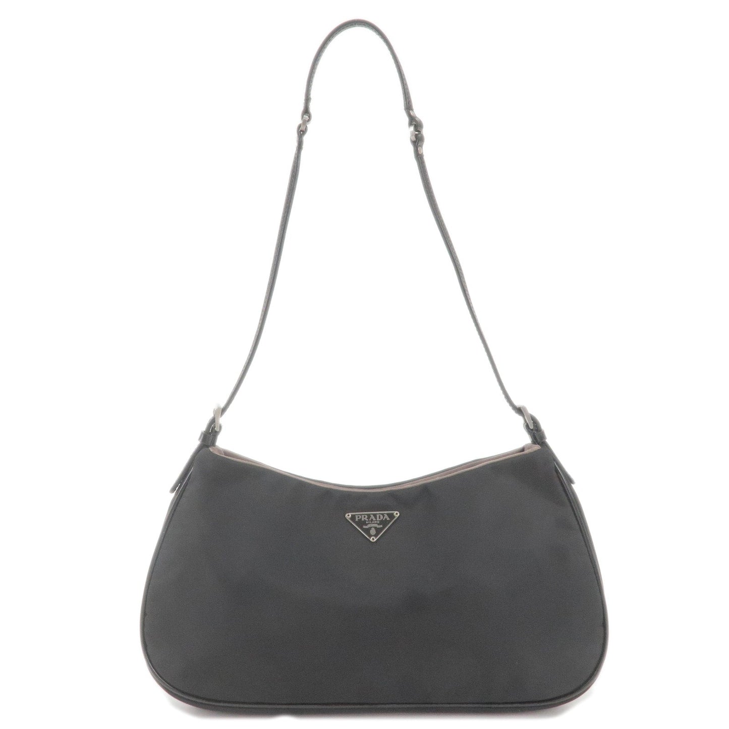 Prada Logo Nylon Enamel Shoulder Bag Purse Hand Bag Black