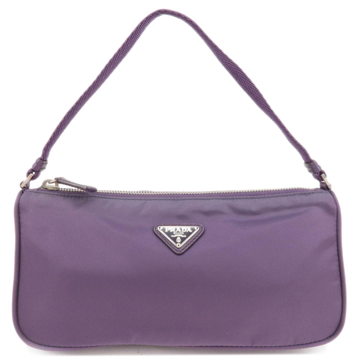 Prada Logo Nylon Hand Bag Purse Cosmetic Pouch Purple MV633