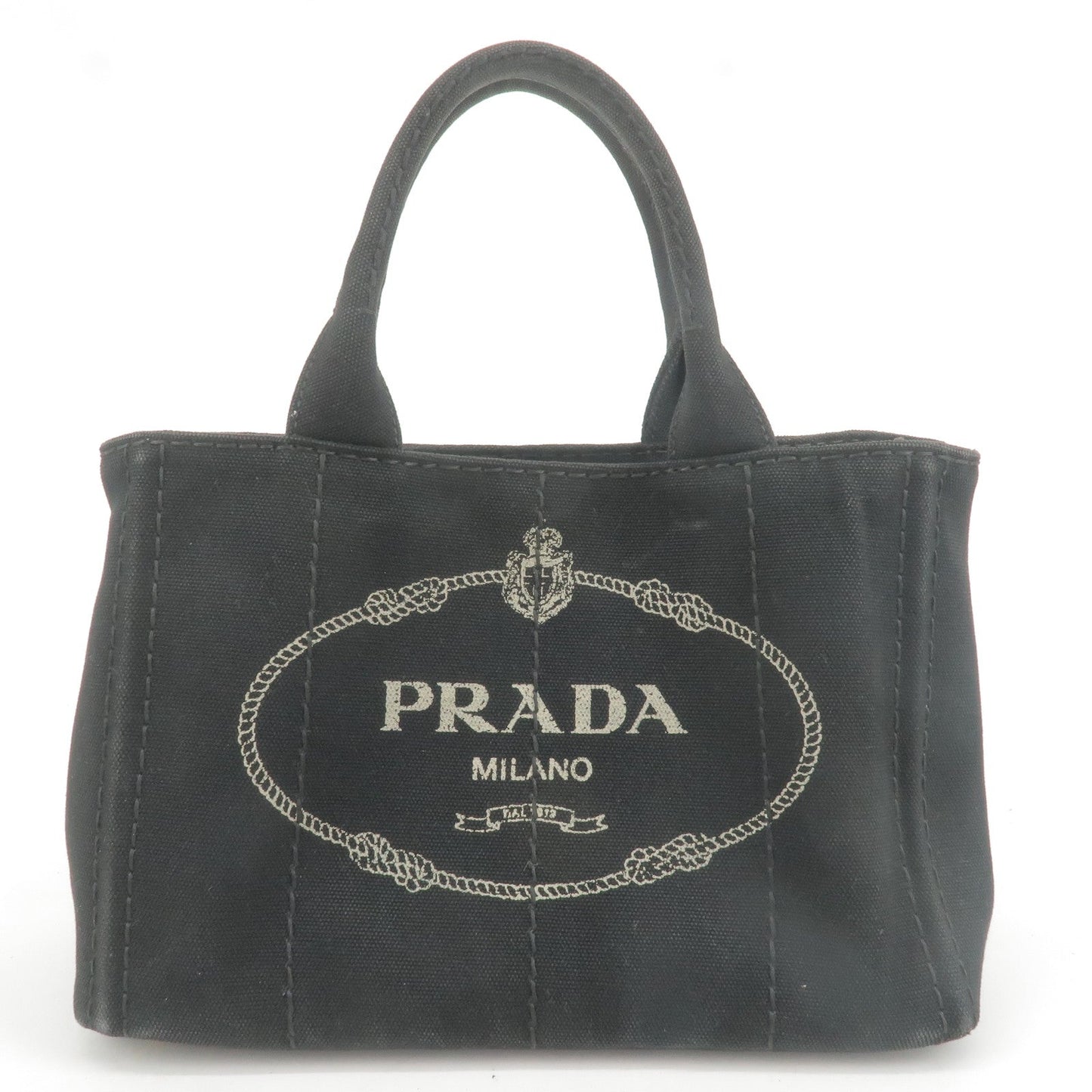 Prada Canapa Mini Canvas Hand Bag Purse Black