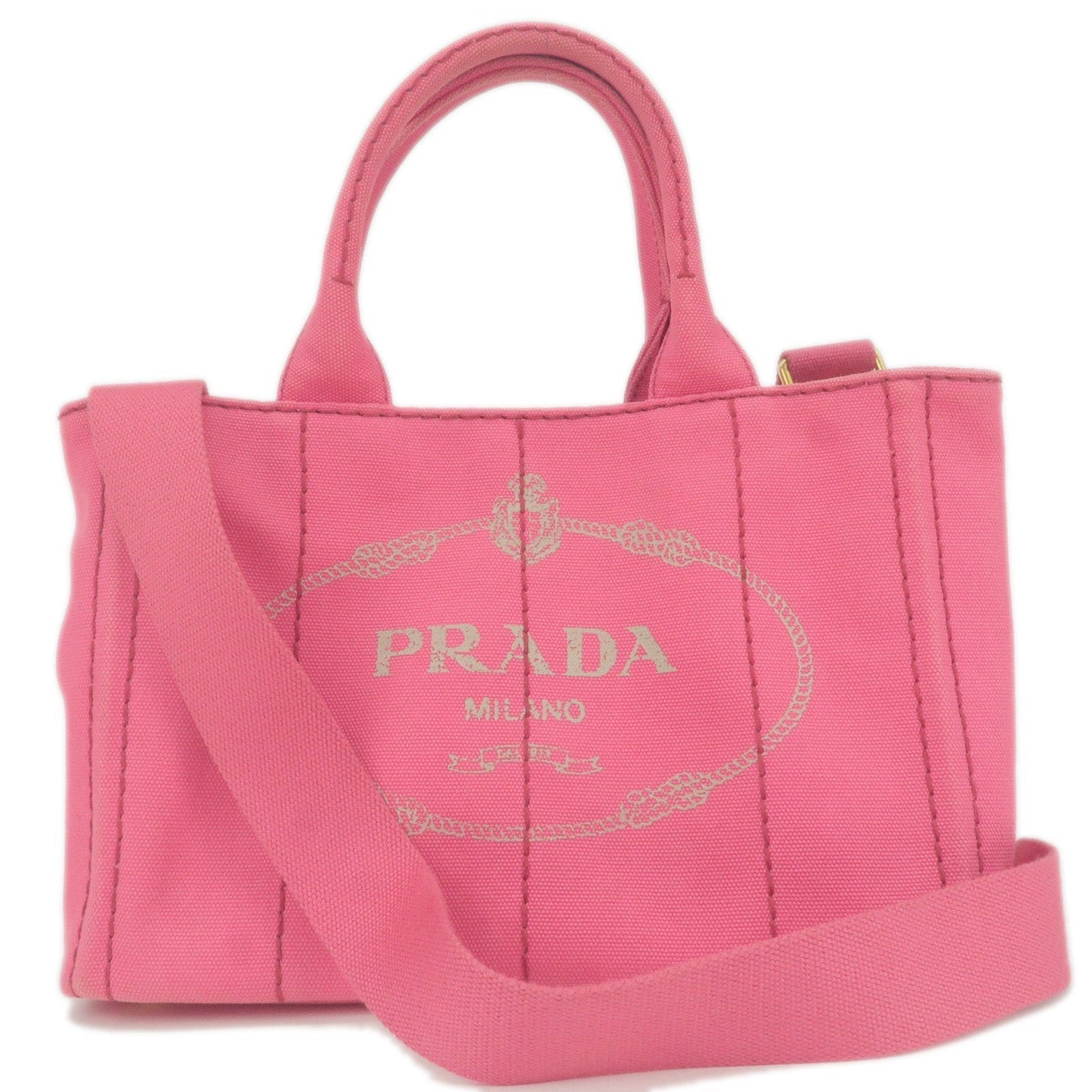 Prada Canapa Mini Canvas 2Way Bag Shoulder Bag Pink 1BG439