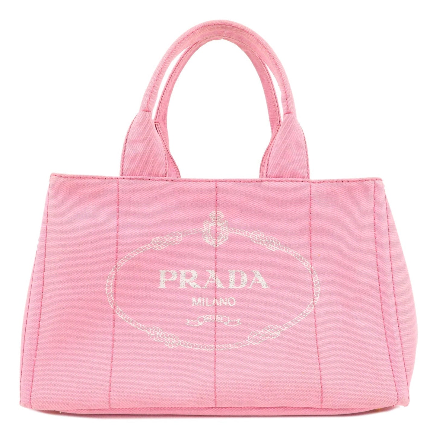 Prada Logo Canapa CanvasTote Bag Hand Bag Pink B1877B