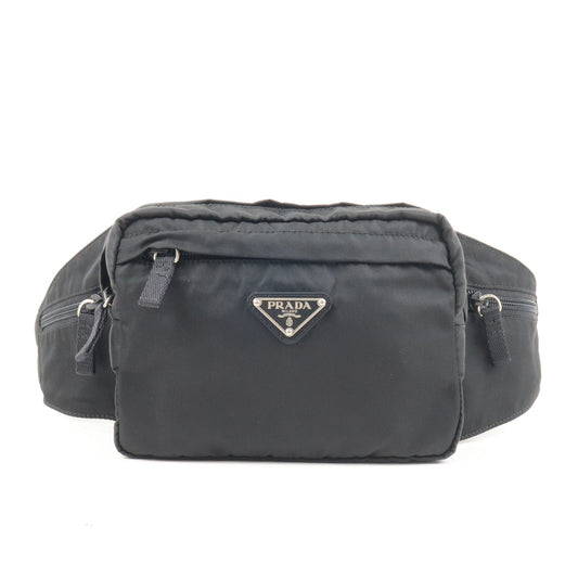 Prada Logo Nylon Leather Waist Bag Fanny Pack Black V210