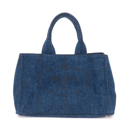 Prada Canapa Denim Tote Bag Hand Bag Denim Blue B1877B