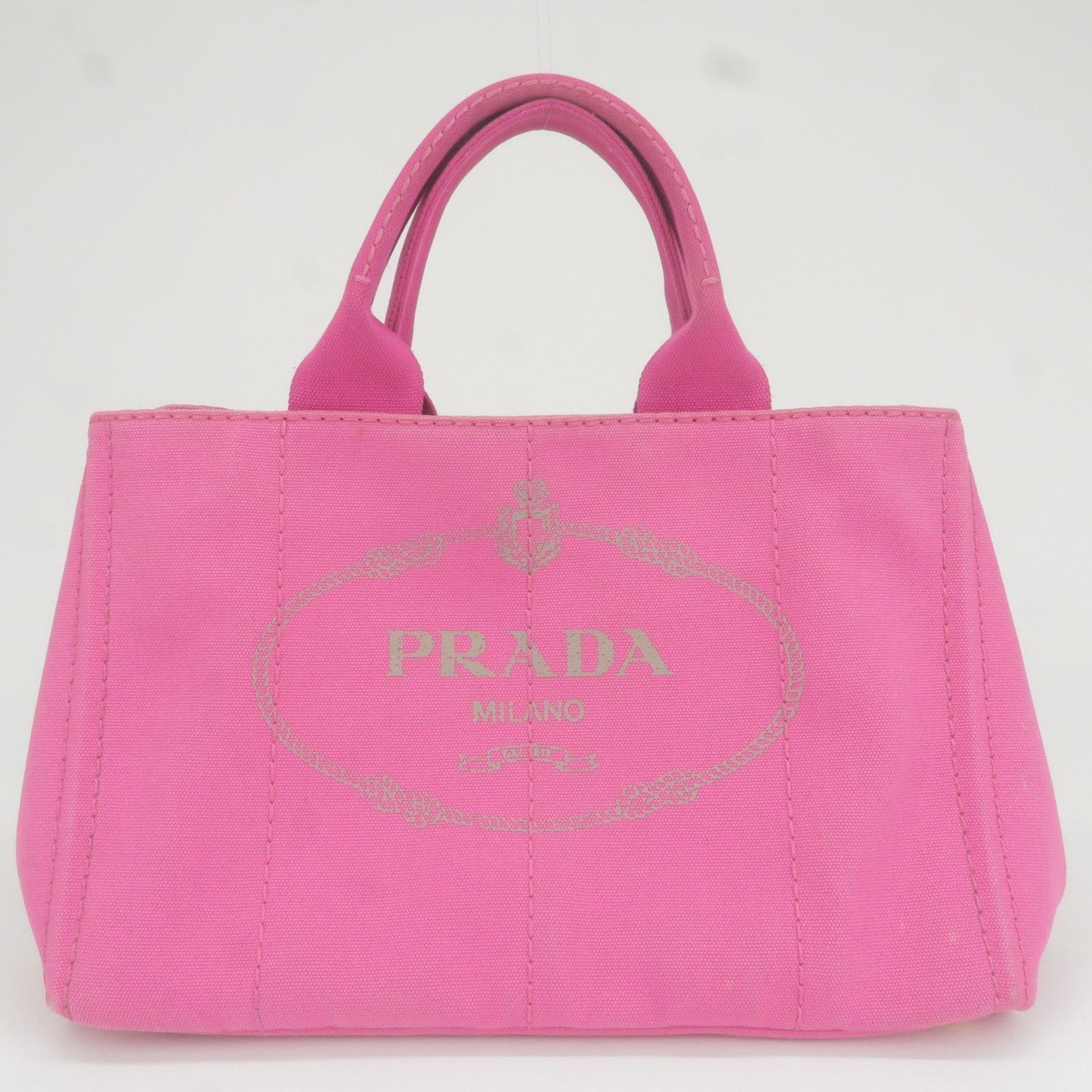 Prada Logo Canapa Canvas Tote Bag Hand Bag Pink B1877G