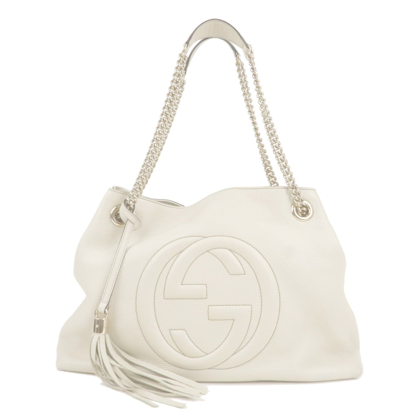 GUCCI SOHO Leather Chain Shoulder Bag Tote Bag Ivory 308982