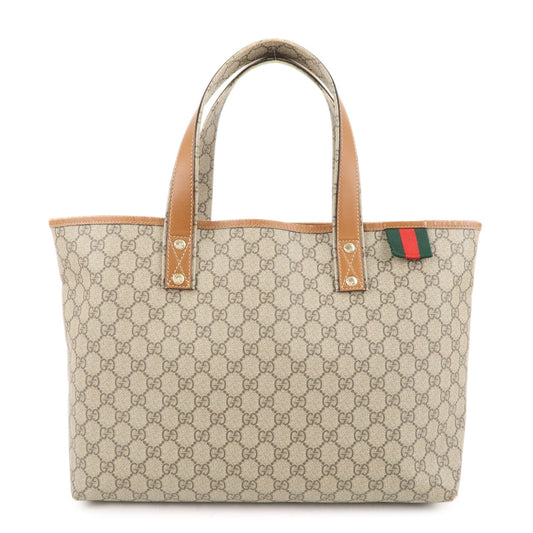 GUCCI GG Supreme Leather Tote Bag Hand Bag Beige Brown 211134