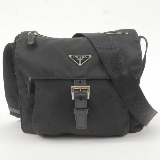 Prada Nylon Leather Shoulder Bag NERO Black BT8994