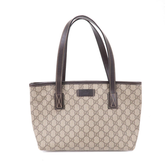 GUCCI GG Supreme Leather Tote Bag Beige Brown 211138