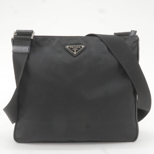 Prada Nylon Leather Shoulder Bag Purse Black NERO