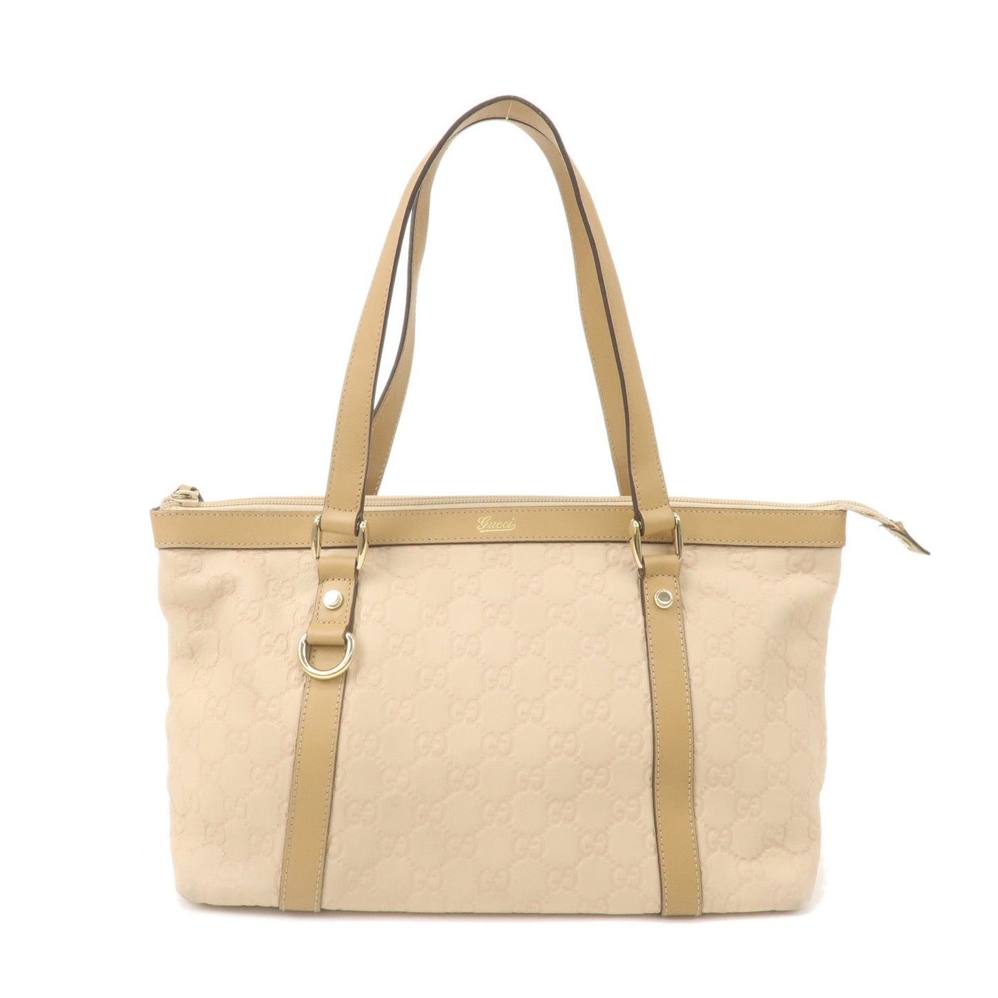 GUCCI Gussima Leather Tote Bag Shoulder Bag Beige 272399 Outlet