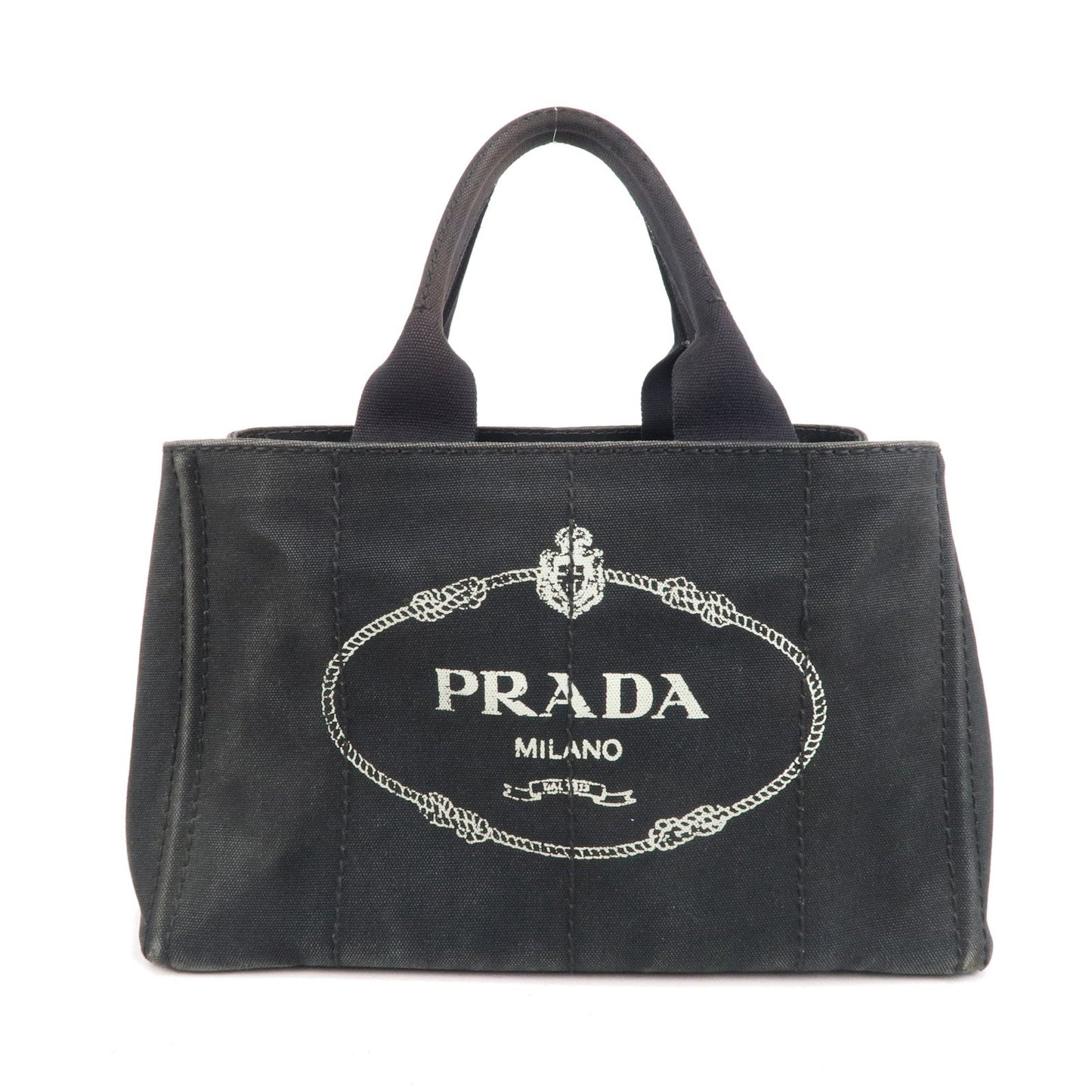 Prada Canapa Canvas Tote Bag Hand Bag Black B1877B