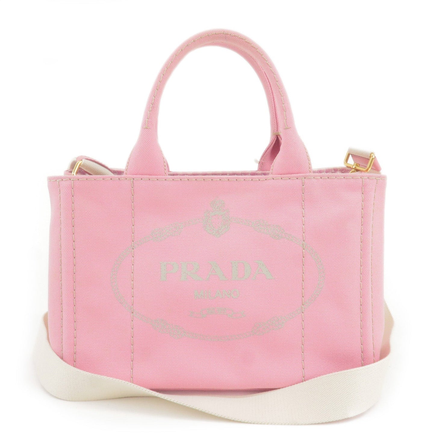 Prada Canapa Mini Canvas 2Way Bag Shoulder Bag Pink 1BG439