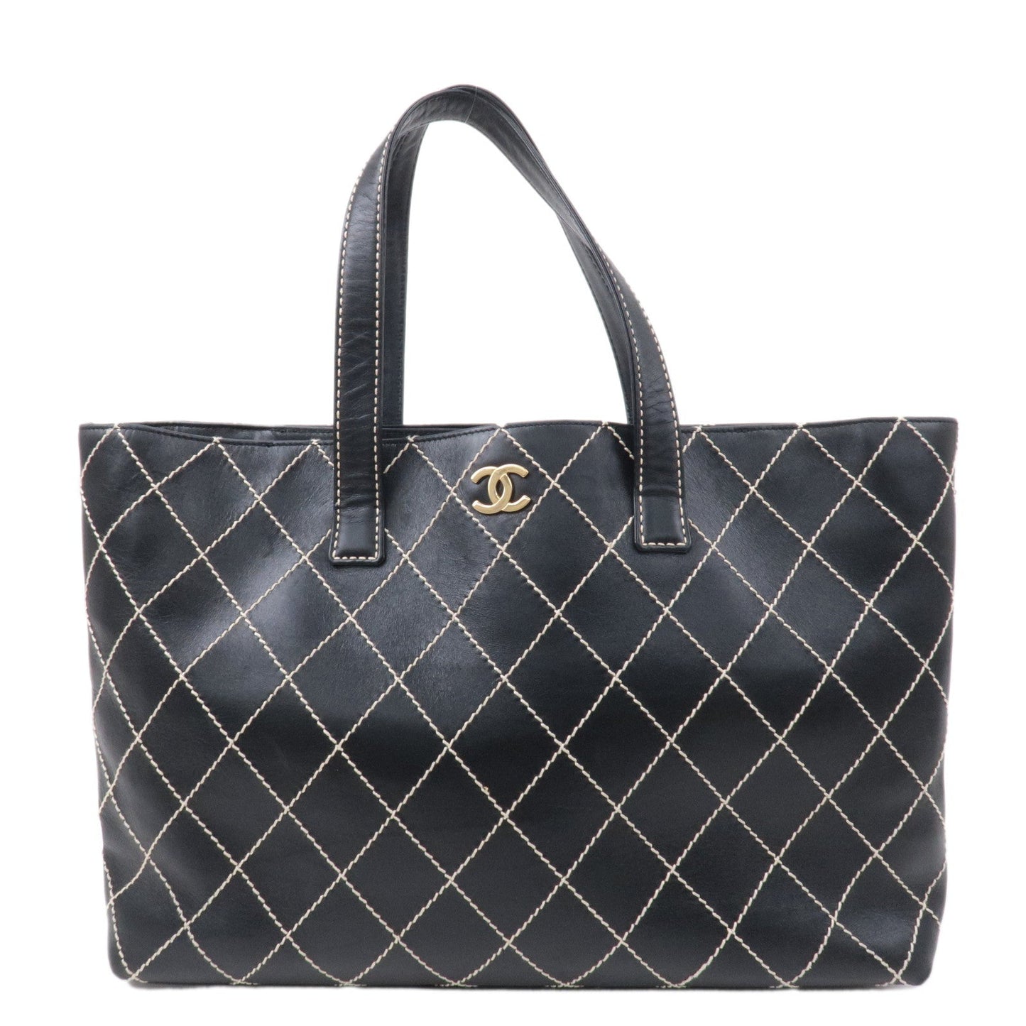 CHANEL Wild Stich Matelasse Leather Tote Bag Black