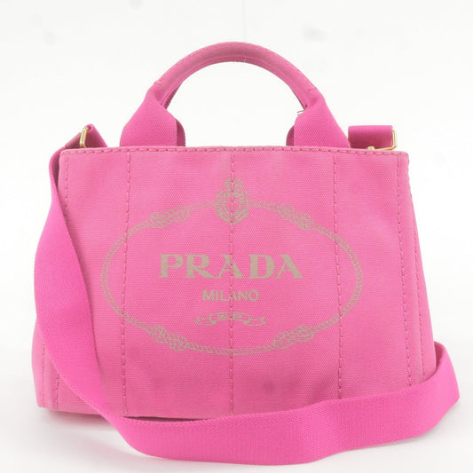 Prada Canapa Mini Canvas 2Way Bag Shoulder Bag Hand Bag Pink