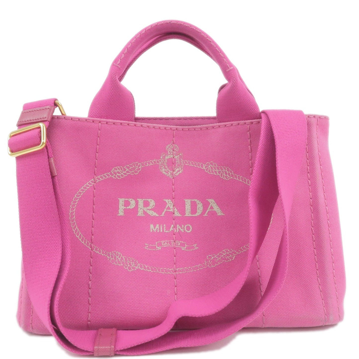 Prada Canapa Mini Canvas 2Way Bag Shoulder Bag Pink 1GB439