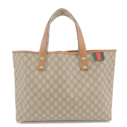 GUCCI Sherry GG Supreme Leather Tote Bag Brown Beige 211134