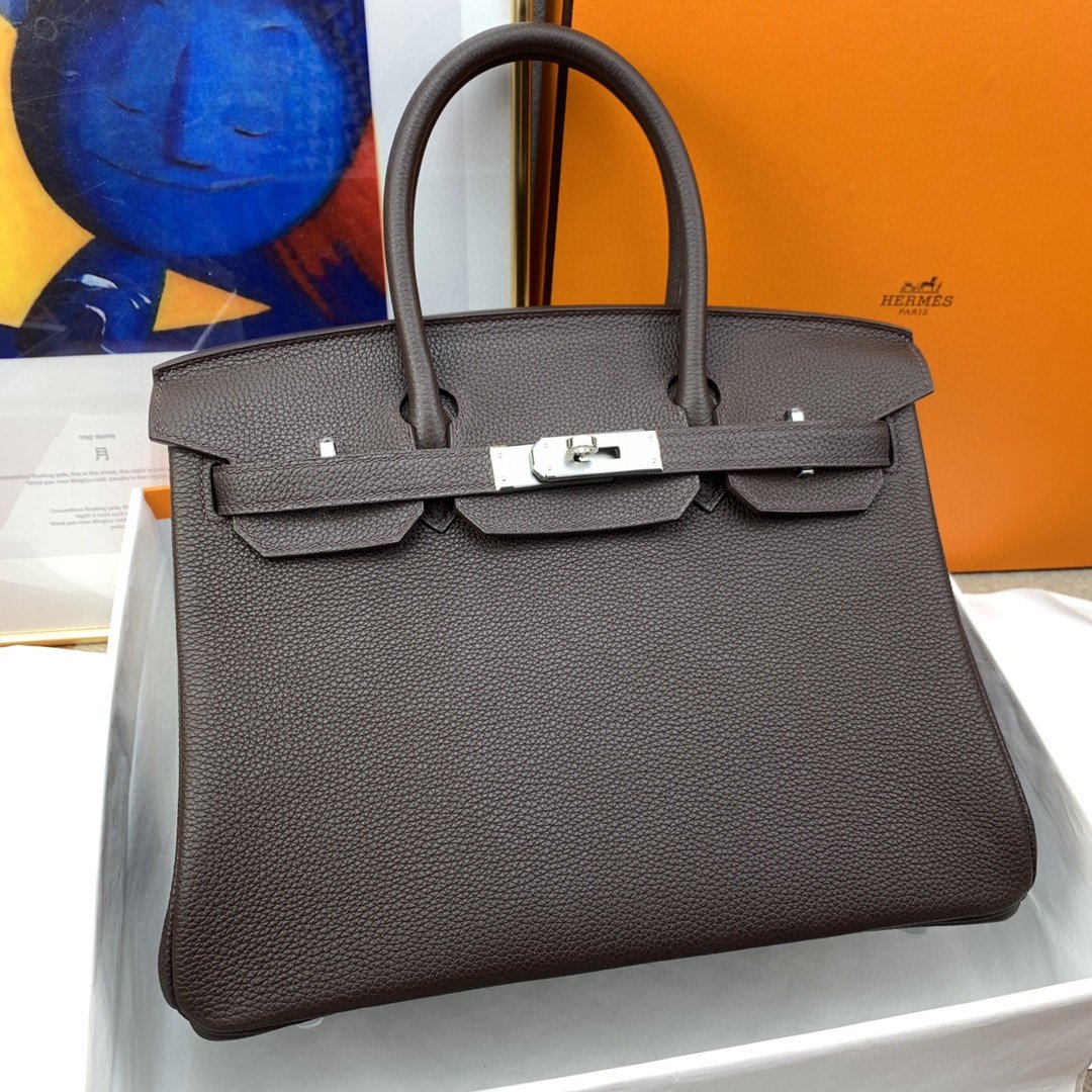 HM Birkin 30 Togo Dark Grey Bag Silver Hardware For Women, Womenâ€™s Handbags 11.8in/30cm