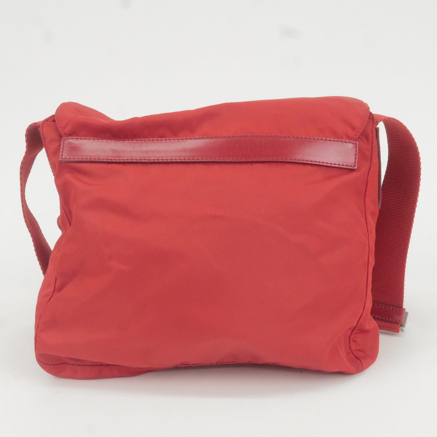 Prada Logo Nylon Leather Shoulder Bag Rosso Red BT8994