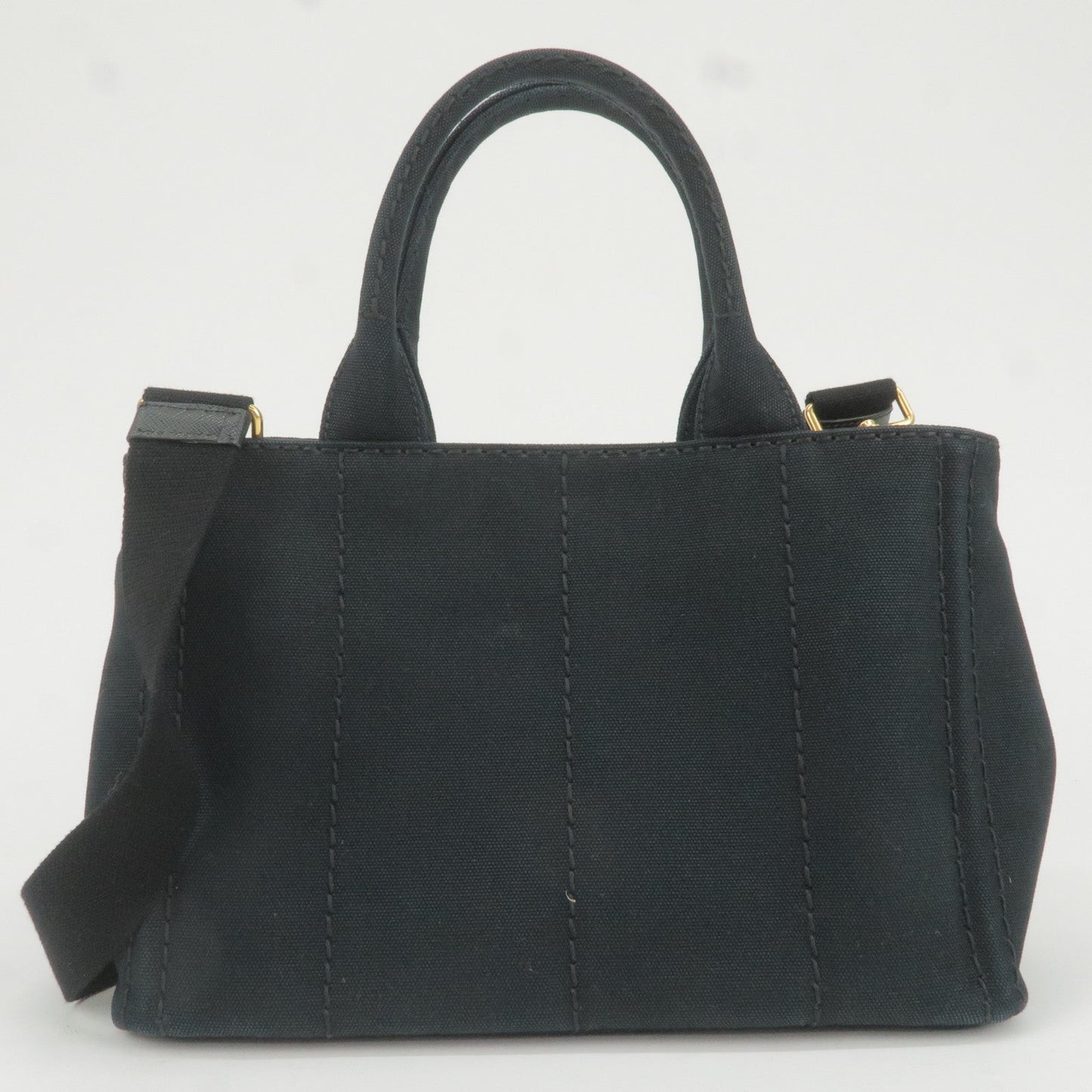 Prada Canapa Mini Canvas 2Way Bag Shoulder Bag Black 1BG439