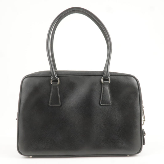 Prada Logo Saffiano Lux Leather Hand Bag Black BL0095