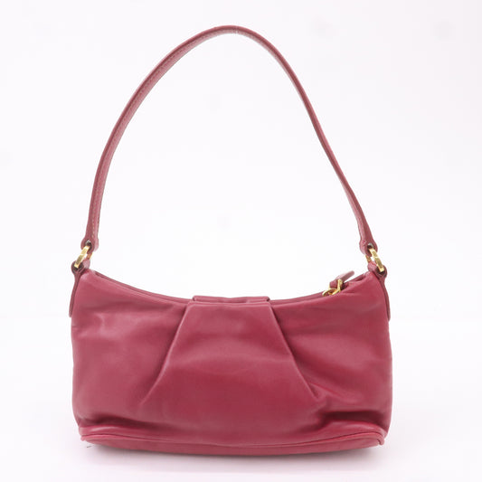 Prada Leather Rose Corsage Hand Bag Pouch Pink 1N1439